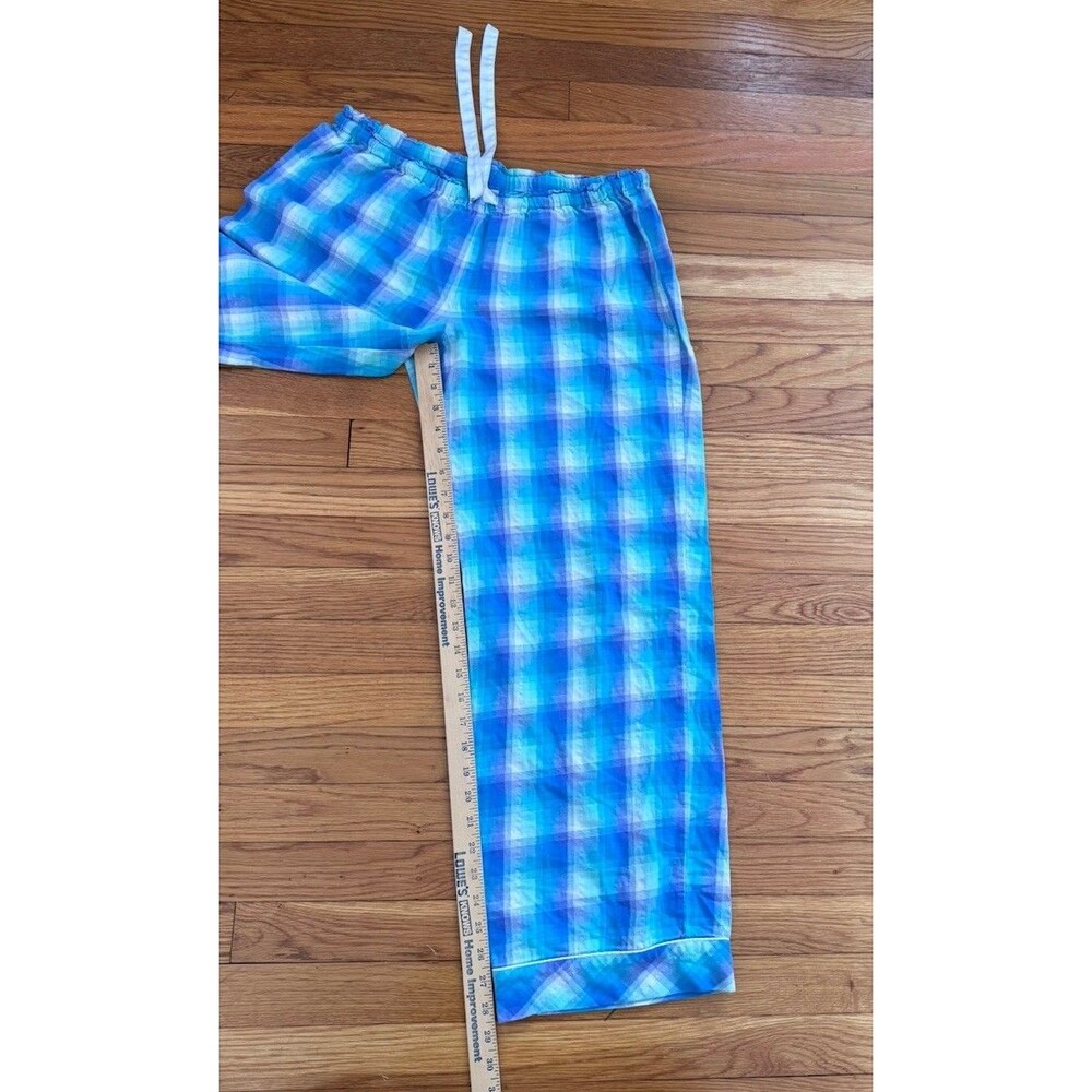 VICTORIAS SECRET 100% Cotton Blue Multicolored Plaid Lounge Pants Size Medium - Picture 8 of 8